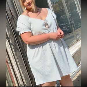 Lisa Says Gah NWT XL Lily Green Gingham Mini Dress Puff Sleeve Babydoll Milkmaid